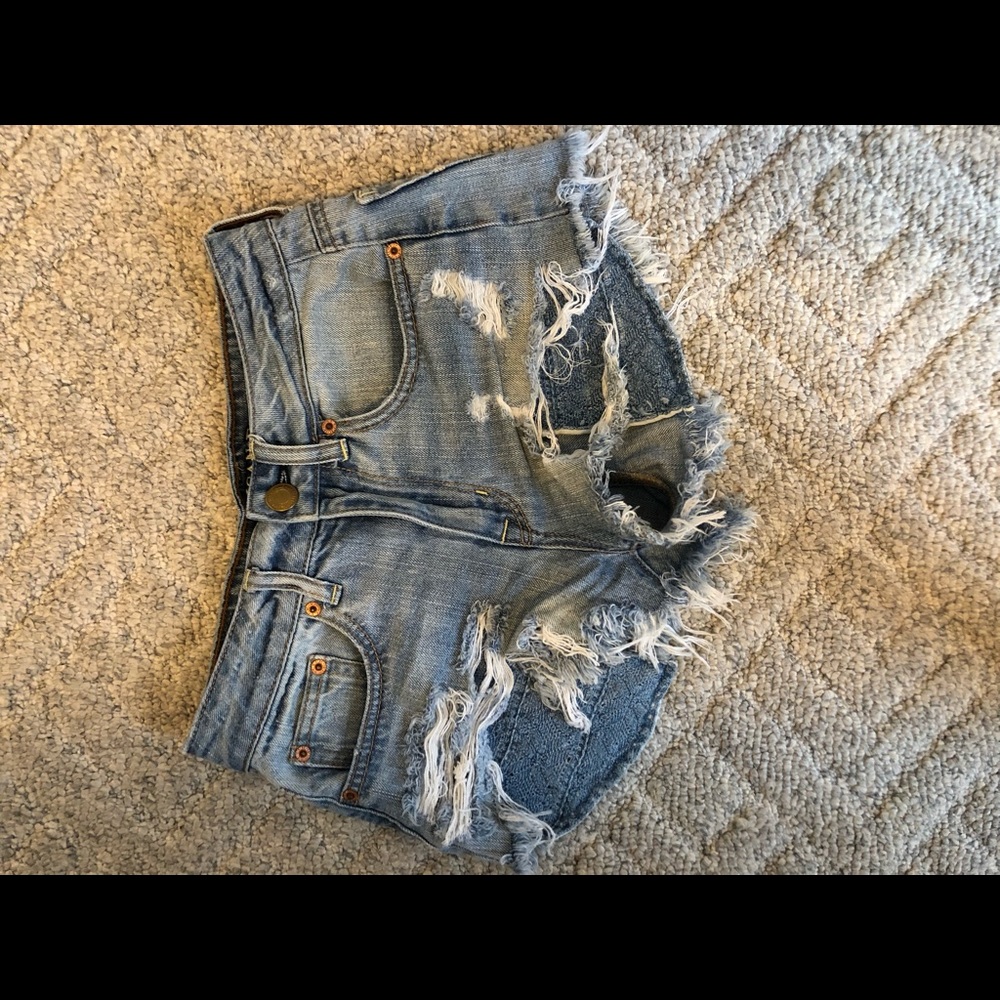 High waisted denim shorts